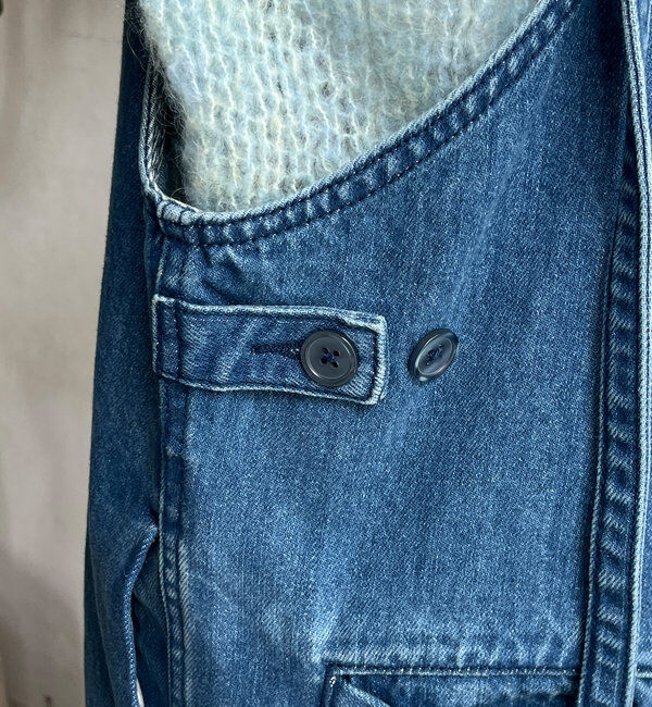  「細紐デニムフロントジップサロペット」|ワンピース|