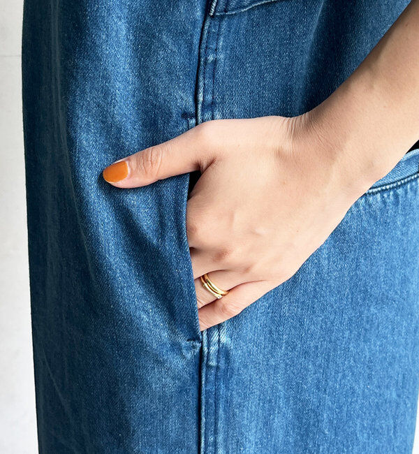  「細紐デニムフロントジップサロペット」|ワンピース|