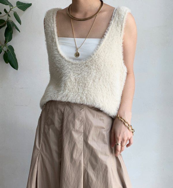  「前後2WAYシャギーニットタンクベスト」|ニット・セーター|