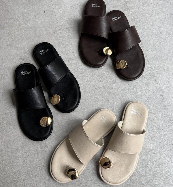  「GOLDモチーフトングサンダル」|その他|ブラック