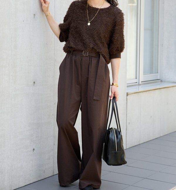  「【こなれ感抜群】ベルテッドワイドパンツ」|チノ|