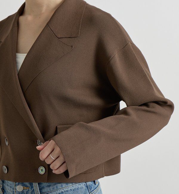  「【季節の変わり目に/接触冷感】ショートニットジャケット」|テーラードジャケット|