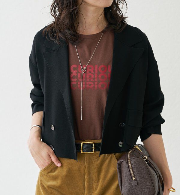  「【季節の変わり目に/接触冷感】ショートニットジャケット」|テーラードジャケット|