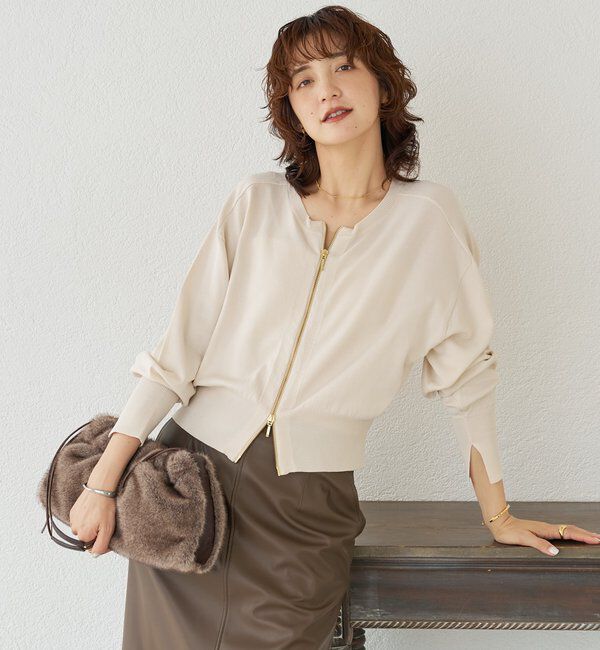  「【大人のこなれ感】ZIPニットカーディガン」|カーディガン|