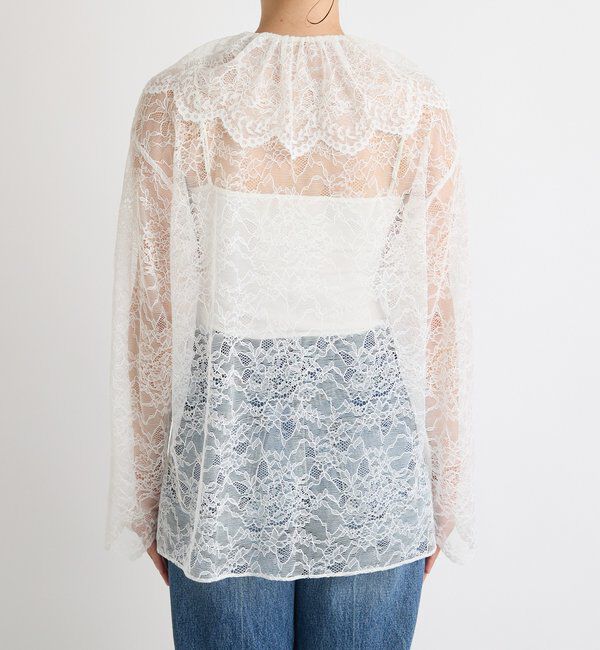  「【繊細なレースがアクセントに】フリルカラーレースブラウス」|シャツ・ブラウス|