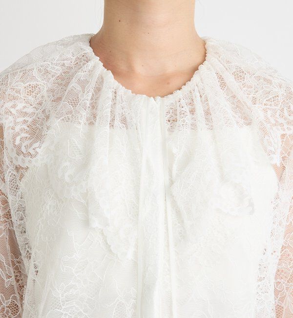  「【繊細なレースがアクセントに】フリルカラーレースブラウス」|シャツ・ブラウス|