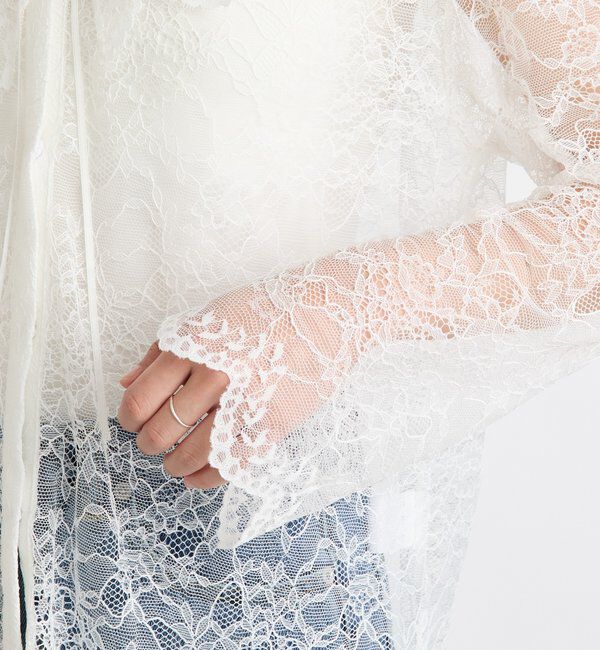  「【繊細なレースがアクセントに】フリルカラーレースブラウス」|シャツ・ブラウス|