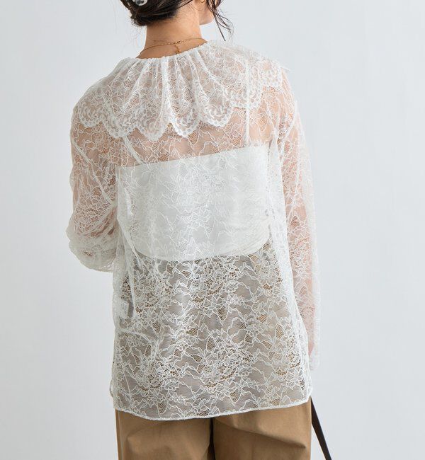 「【繊細なレースがアクセントに】フリルカラーレースブラウス」|シャツ・ブラウス|