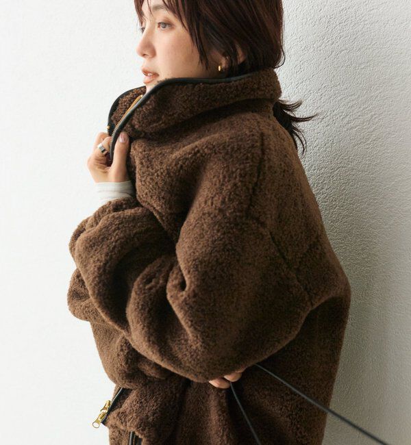  「【リバイバル/暖かみのある素材感】テディボアZIPコート」|その他|ブラウン