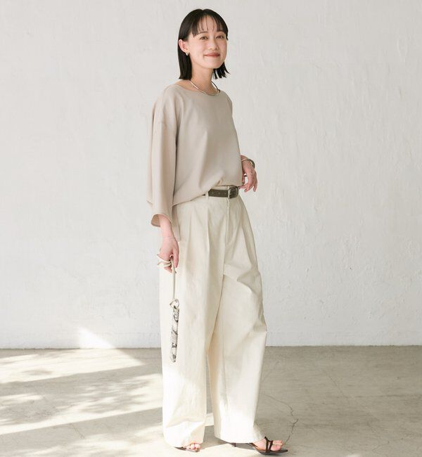  「【セットアップ対応可】ダブルサテンハーフスリーブブラウス」|シャツ・ブラウス|