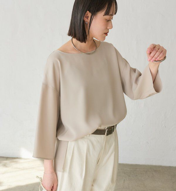  「【セットアップ対応可】ダブルサテンハーフスリーブブラウス」|シャツ・ブラウス|