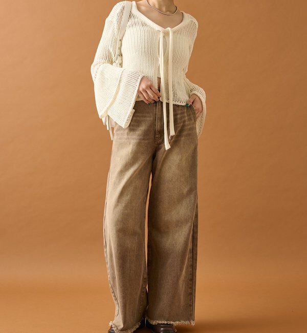  「フリルスリーブメッシュカーデ」|カーディガン|