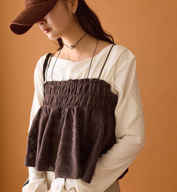  「【4色展開/レイヤードスタイル】チュールチェックビスチェ」|シャツ・ブラウス|