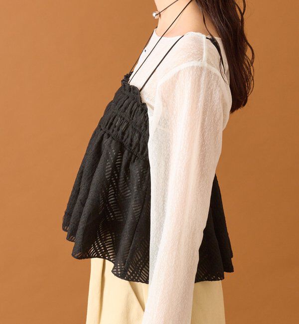  「【4色展開/レイヤードスタイル】チュールチェックビスチェ」|シャツ・ブラウス|