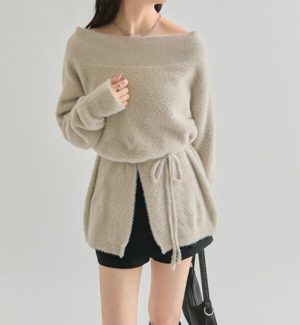  「ミンクライクワイドネックニット」|ニット・セーター|