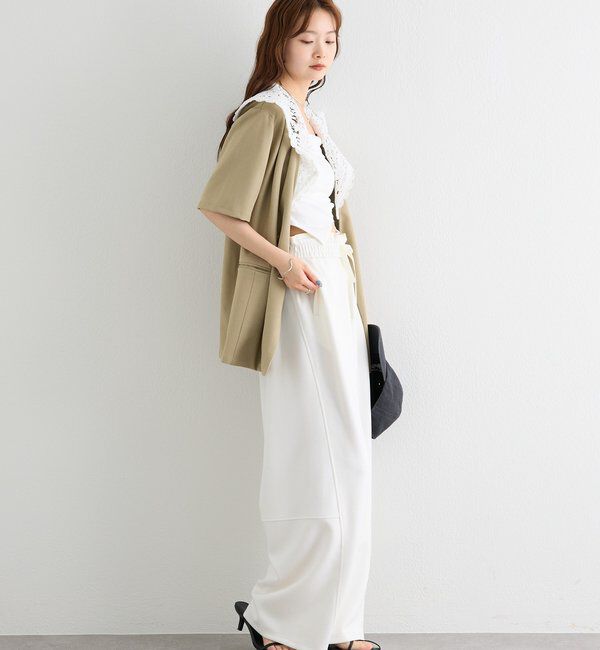  「レース付け襟半袖ジャケット」|テーラードジャケット|