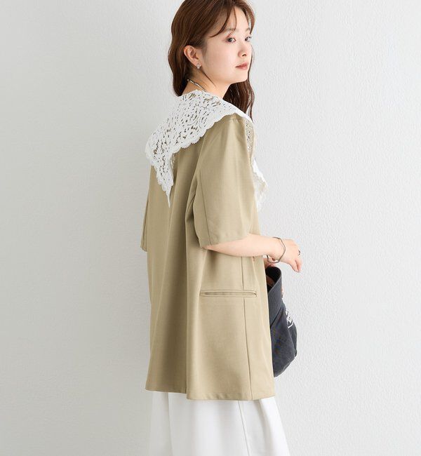  「レース付け襟半袖ジャケット」|テーラードジャケット|
