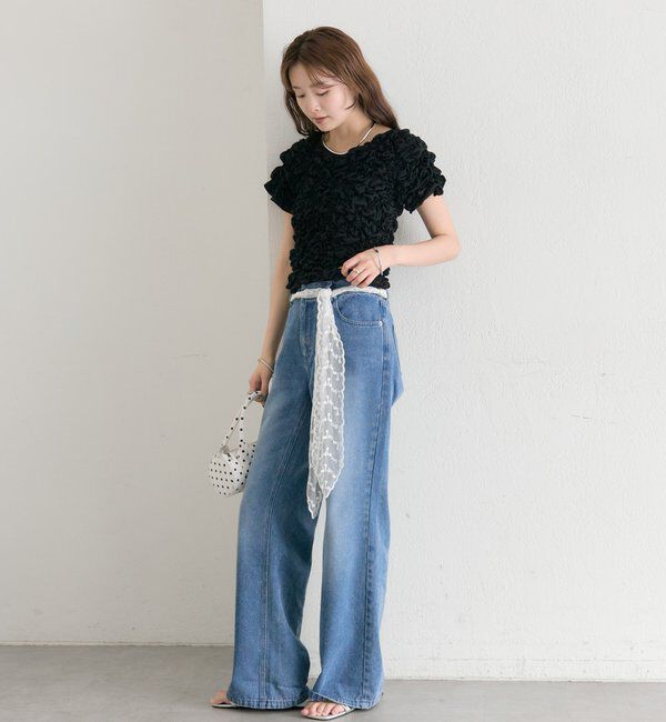  「ふわふわシャーリングTシャツ」|Tシャツ・カットソー|