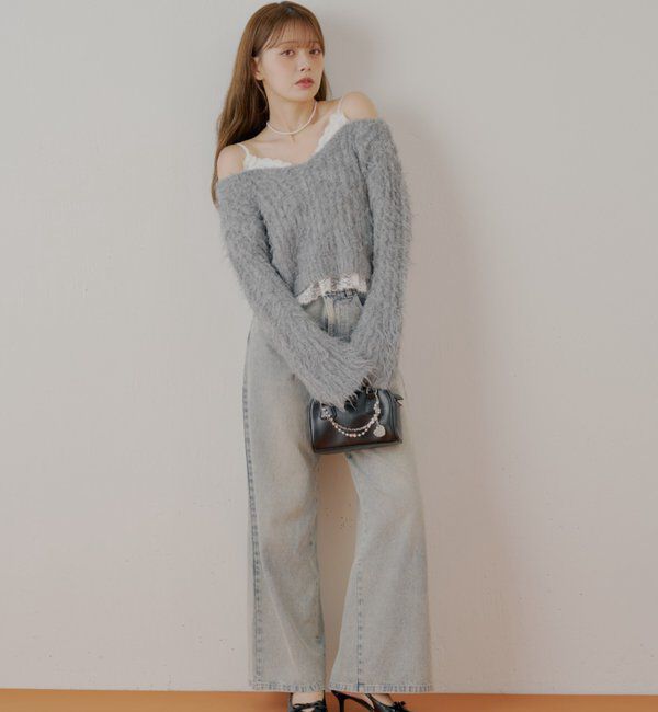  「レースドッキングシャギーニット」|ニット・セーター|