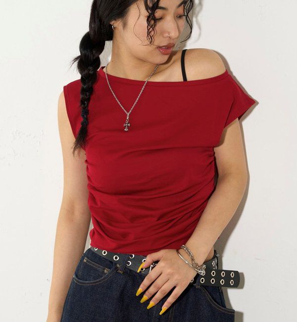  「【5色展開】マルチウェイギャザーオフショルノースリーブ」|キャミソール|