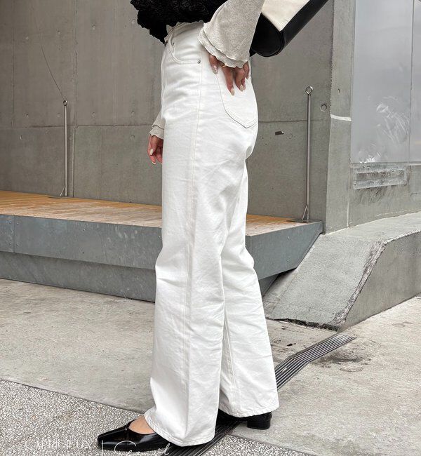  「【コラボ限定カラー/ホワイト・ベージュ】13ozハイウエストストレートデニム」|デニム|