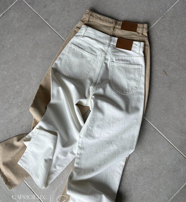  「【コラボ限定カラー/ホワイト・ベージュ】13ozハイウエストストレートデニム」|デニム|