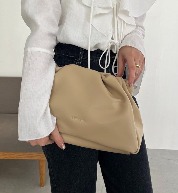  「【新色/ライトベージュ】クラウディギャザーバッグ」|トートバッグ|ライトベージュ