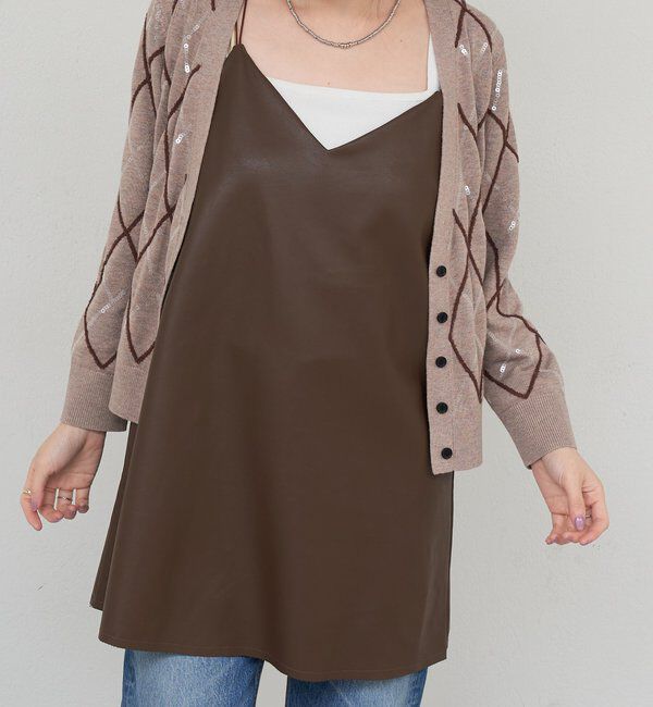  「《レイヤードにも◎》レザーチュニックキャミ」|シャツ・ブラウス|