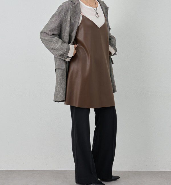  「《レイヤードにも◎》レザーチュニックキャミ」|シャツ・ブラウス|