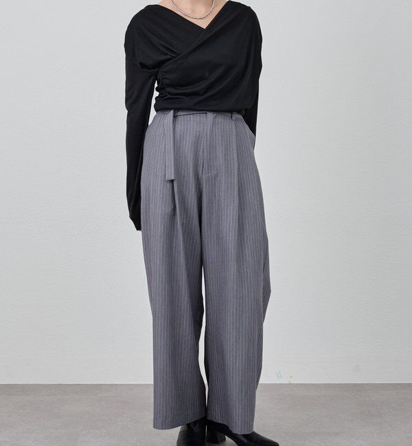  「ダブルタックストライプワイドパンツ」|チノ|