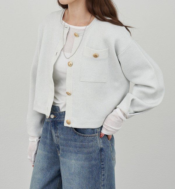  「ラメニットカーディガン」|カーディガン|