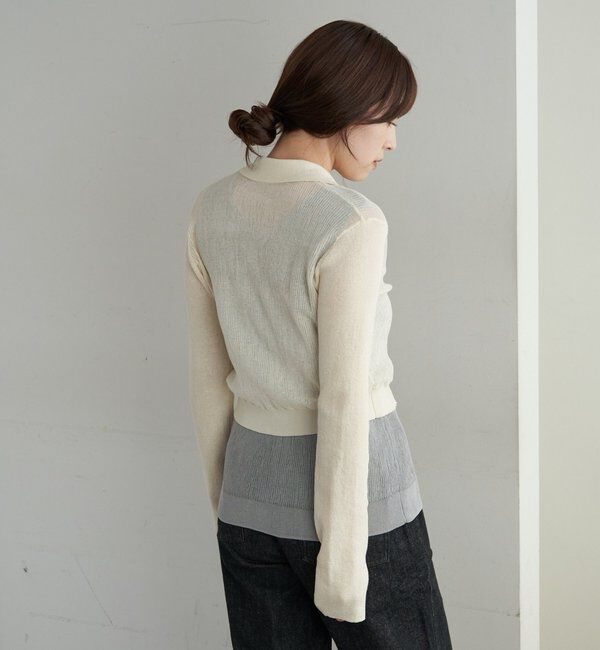  「シアー襟付きニット＆タンクSET」|カーディガン|