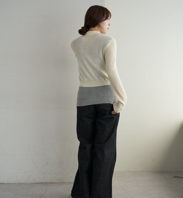  「シアー襟付きニット＆タンクSET」|カーディガン|