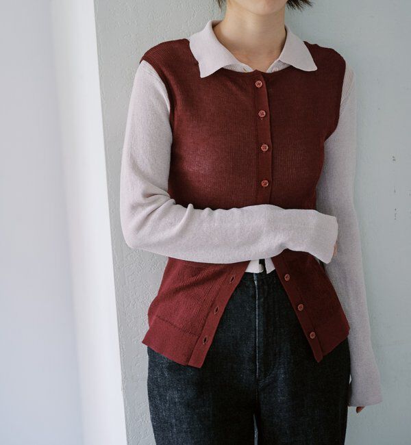  「シアー襟付きニット＆タンクSET」|カーディガン|