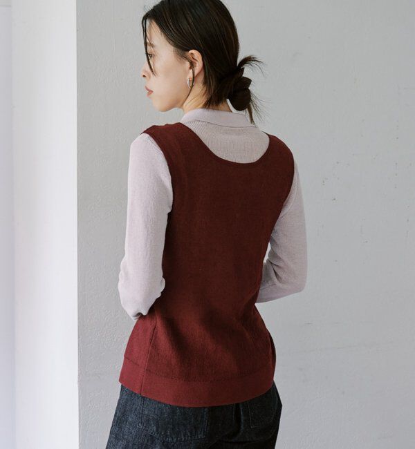  「シアー襟付きニット＆タンクSET」|カーディガン|