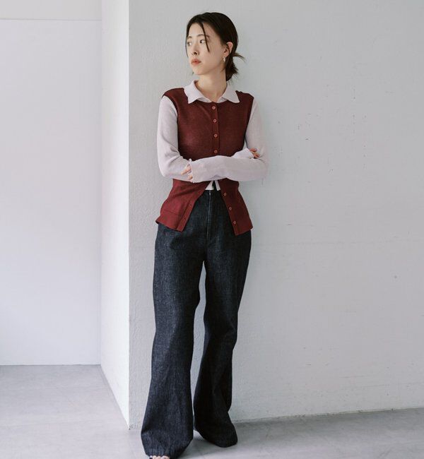  「シアー襟付きニット＆タンクSET」|カーディガン|