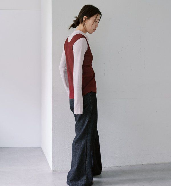  「シアー襟付きニット＆タンクSET」|カーディガン|