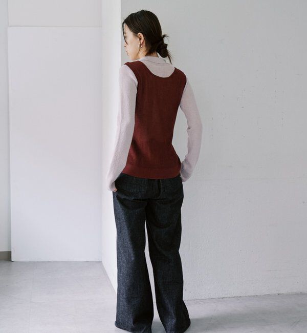  「シアー襟付きニット＆タンクSET」|カーディガン|