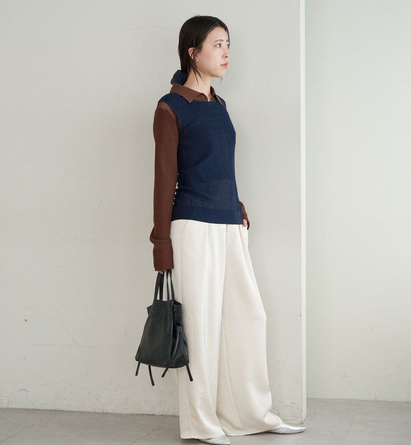  「シアー襟付きニット＆タンクSET」|カーディガン|