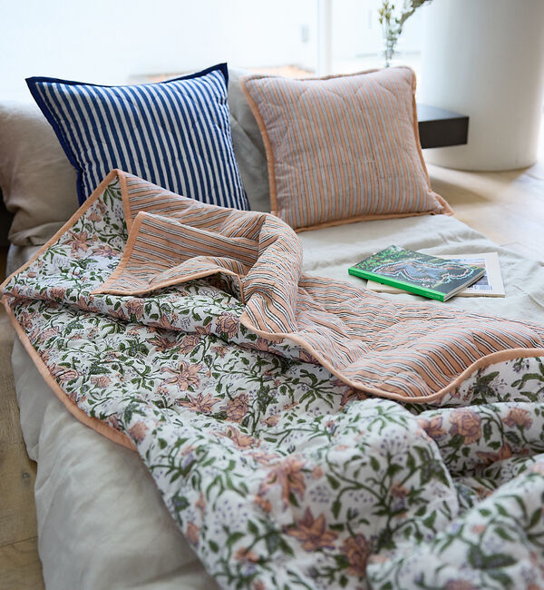 collex「ブロックプリント キルトブランケット 140&times;200」|ブランケット|