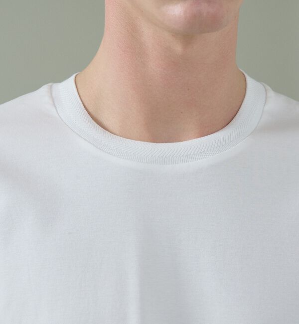 ABAHOUSE「KNIT COLLAR コットンポンチ クルーネック半袖Tシャツ / リラックス」|Tシャツ・カットソー|