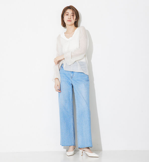 Rouge vif「シアーVネックラメプルオーバー」|ニット・セーター|