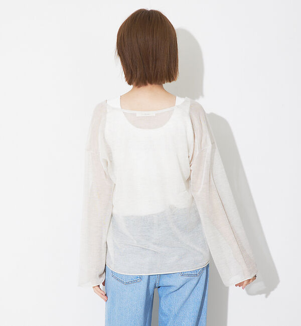 Rouge vif「シアーVネックラメプルオーバー」|ニット・セーター|