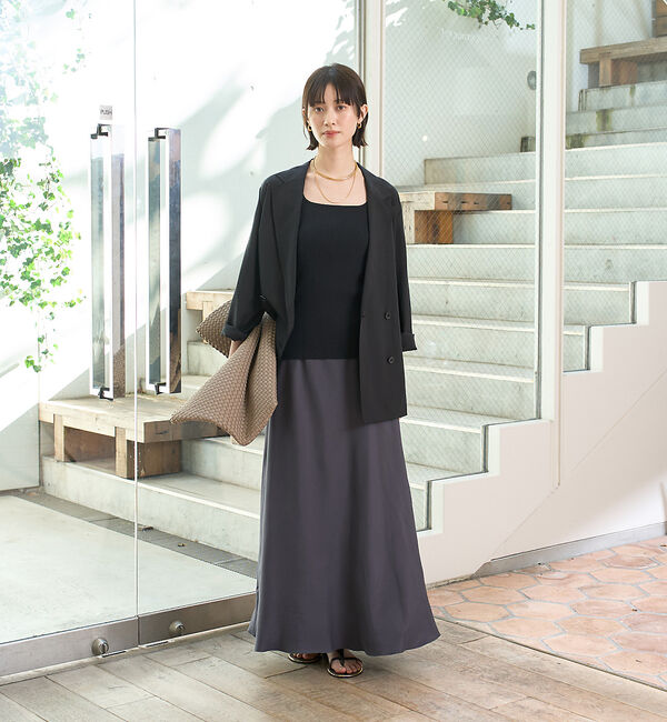 Rouge vif「ヴィンテージライクキュプラバイヤスロングスカート」|スカート|