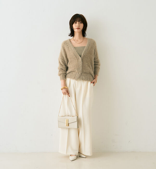 Rouge vif「【2点セット】ファーニットカーデ&times;リブニットキャミ アンサンブル」|カーディガン|