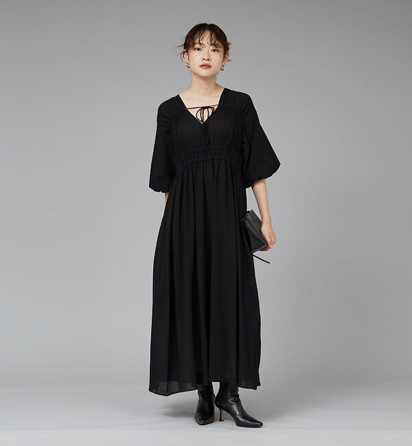 qualite「ウェストギャザーワンピース」|ワンピース|