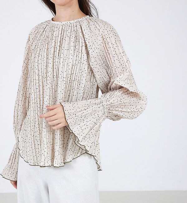 qualite「ドットプリーツブラウス」|シャツ・ブラウス|