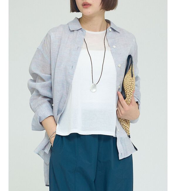 qualite「リネン混レギュラーシャツ」|シャツ・ブラウス|ラベンダー