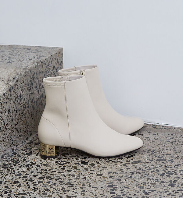 AU BANNISTER「【スノーソール】バックストレッチショートブーツ」|ショートブーツ|アイボリー