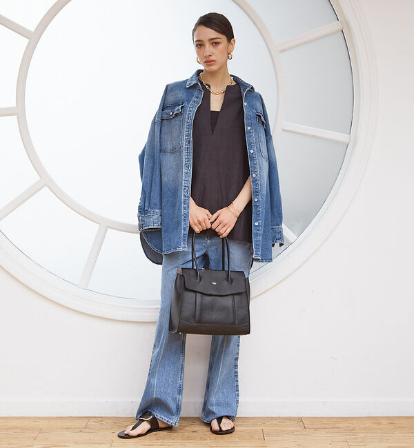 LOWELL things「【VERY掲載】Cuddly/レザーオープントート(L) 24SS」|トートバッグ|